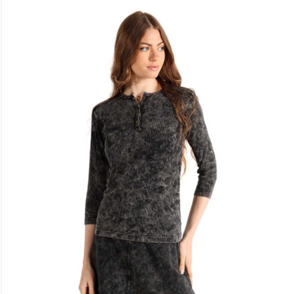 NWOT thin ribbed washed black tee shirt with matching skirt